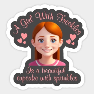 A Girl With Freckles Cupcake Sticker